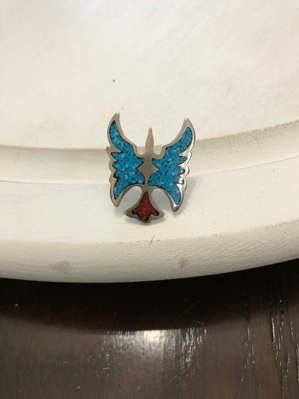 Native American Indian Turquoise Brid Phoenix Ring Size Unknown